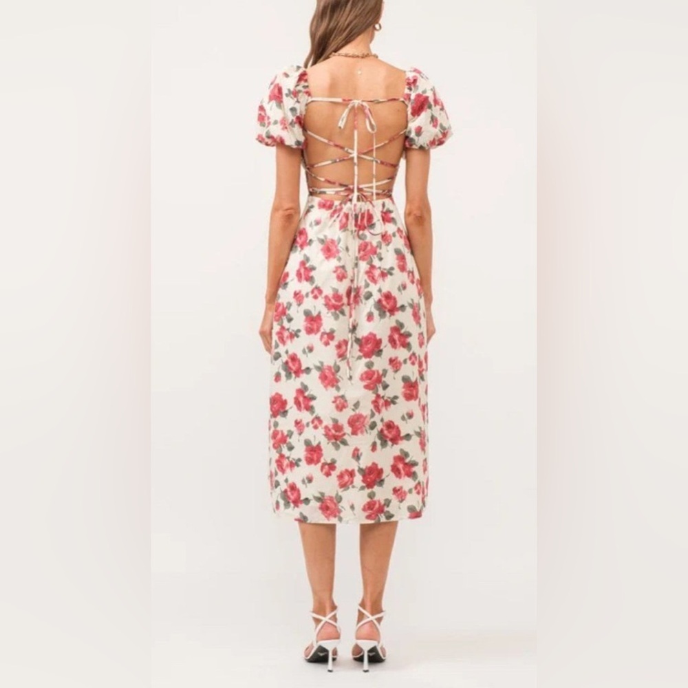 Sofie the Label Josefine Puff Sleeve Floral 100% cotton Midi Dress Size M